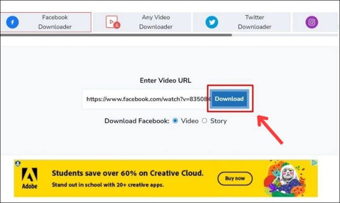 Chọn nút Download để bắt đầu tải video xuống