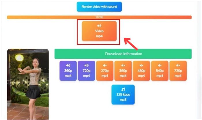 Chọn Video mp4 để tải về