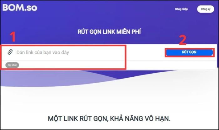 Cách thu gọn link trên Bom.so
