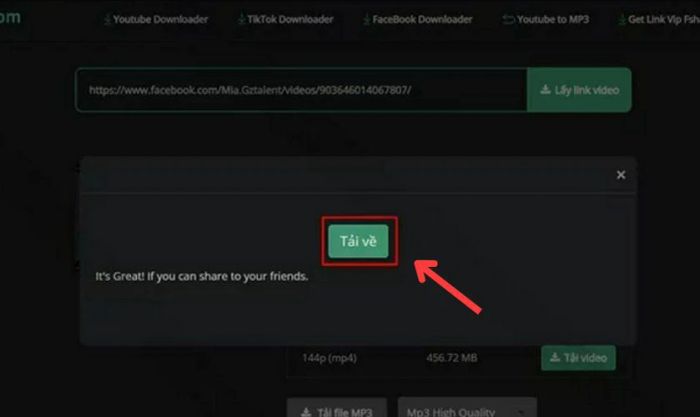 Nhấn vào Tải về để lưu video