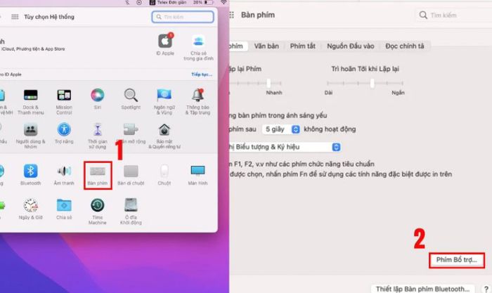 Nhấn vào mục Phím bổ trợ