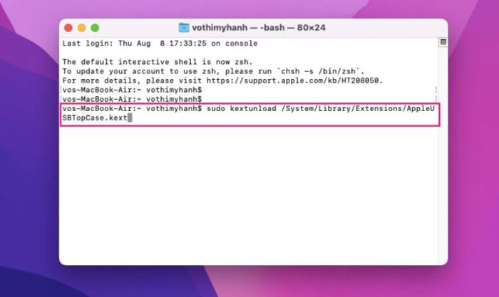 Hướng dẫn cách vô hiệu hóa bàn phím MacBook bằng Terminal.