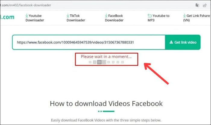 Hệ thống sẽ tự động tìm kiếm video bạn muốn tải xuống