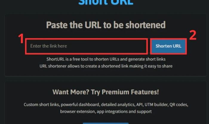 Sao chép và dán link vào ô trên Shorturl.at