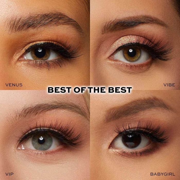 The four sets of lashes come in various lengths and densities.
