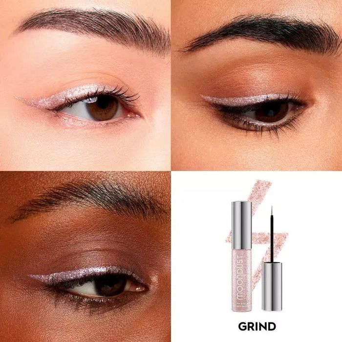 Three different models rocking glittery pink eyeliner