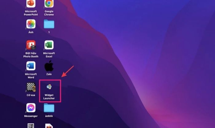 Sau khi hoàn tất việc cài đặt, tìm ứng dụng Widget Launcher