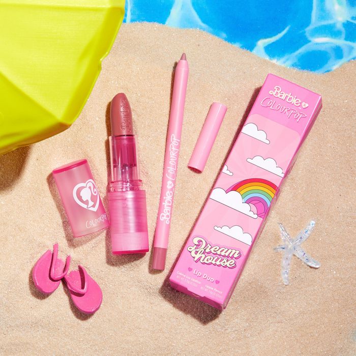 A Barbie-themed lipstick and liner set.