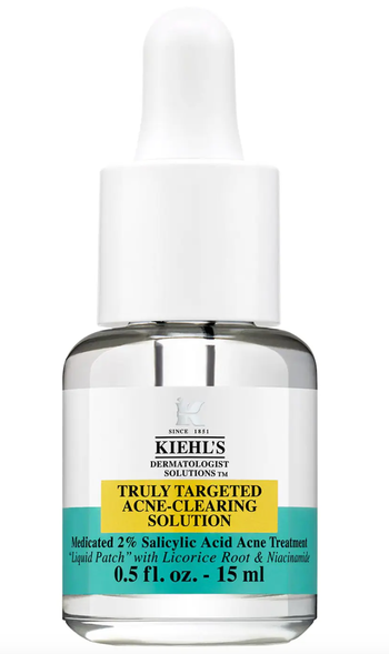 A bottle of acne serum on display.