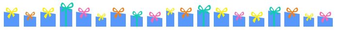 A collection of beautifully wrapped blue gifts, each adorned with different colored bows.