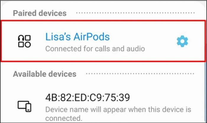 Tìm và chọn tên AirPod trong danh sách