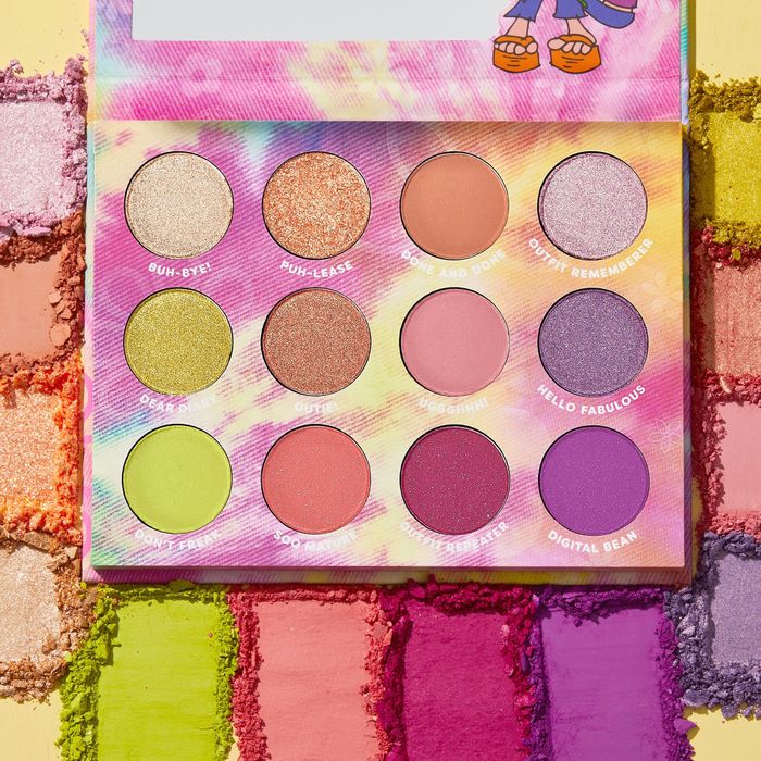 The palette featuring colorful eyeshadow shades.