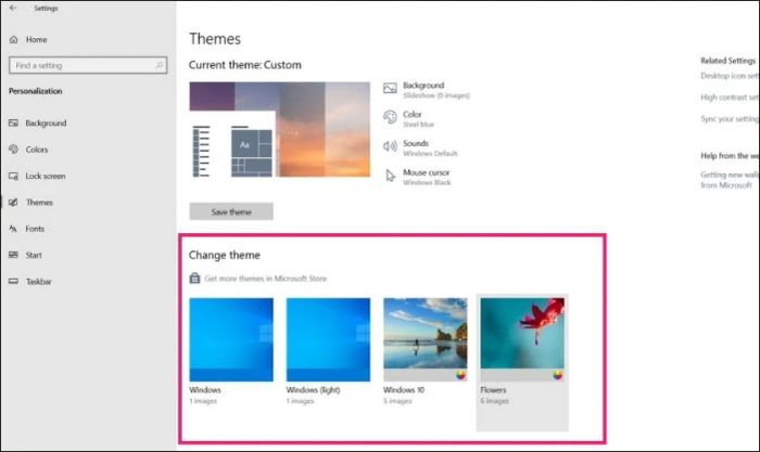 Cách thay đổi Theme trên giao diện máy tính Win 10