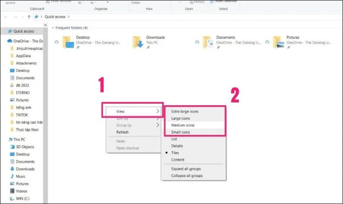 Thay đổi kích cỡ biểu tượng File Explorer cho giao diện máy tính