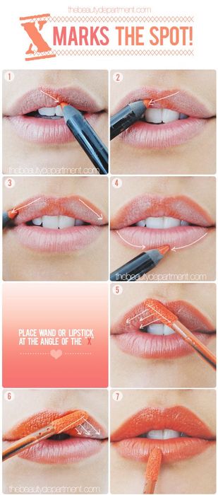 A guide showing how to draw an X at the cupid’s bow