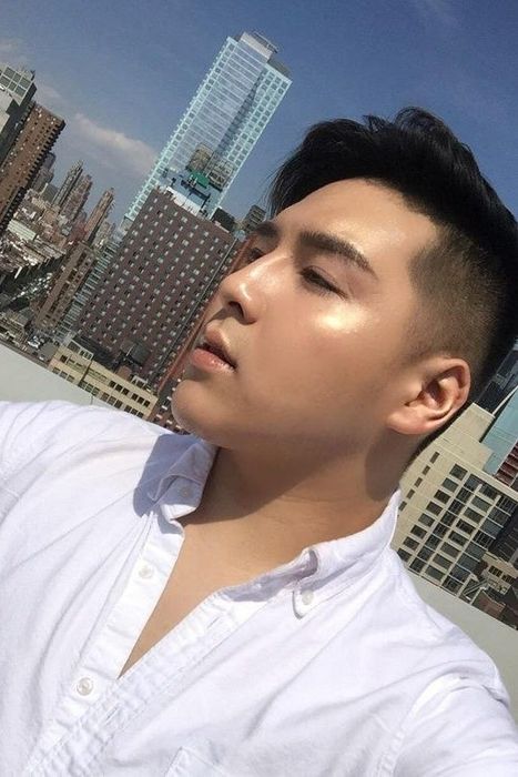 A reviewer's glowing cheekbones, highlighted with the product