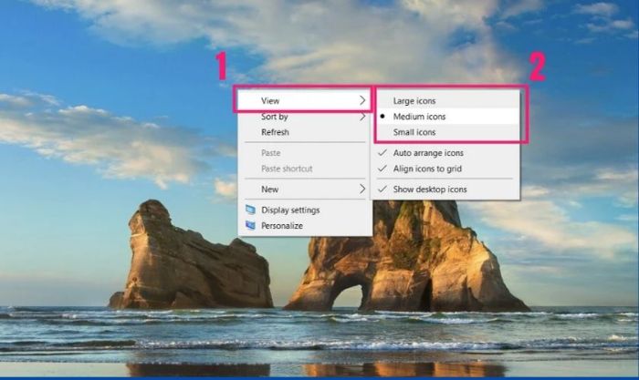 Cách tùy chỉnh kích thước các biểu tượng phần mềm ở Desktop