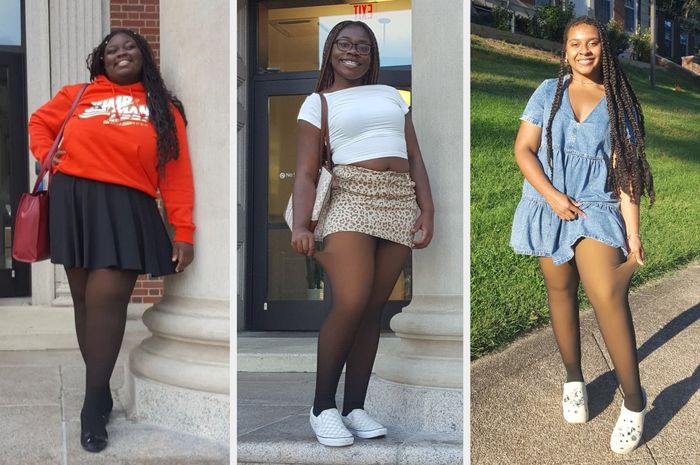 Three models showcasing the different shades of the Melanin Fleece Tights