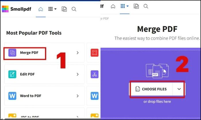 Ghép các file Word trực tuyến thông qua website Smallpdf