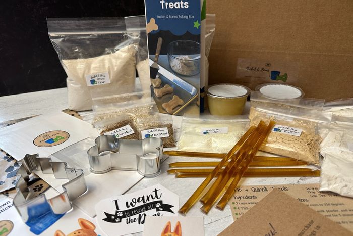 The ingredients and tools included in the baking kit