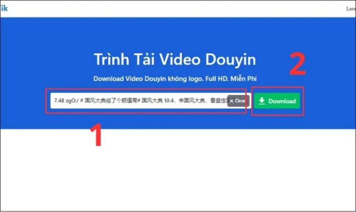 Nhấn nút Download và đợi SnapTik tải video từ Douyin về thiết bị của bạn