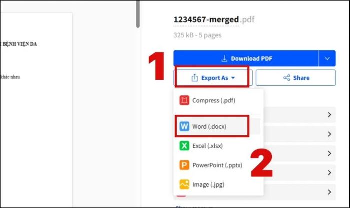 Lưu file Word đã được ghép từ nhiều file vào máy tính