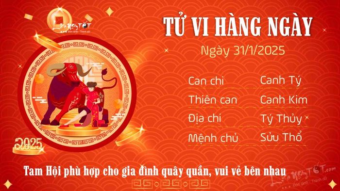 Tử vi hàng ngày 31/1/2025 của 12 con giáp - tuổi Sửu