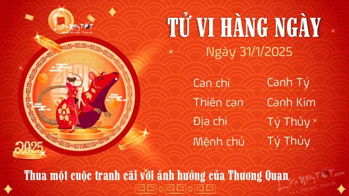 Tử vi hàng ngày 31/1/2025 cho tuổi Tý