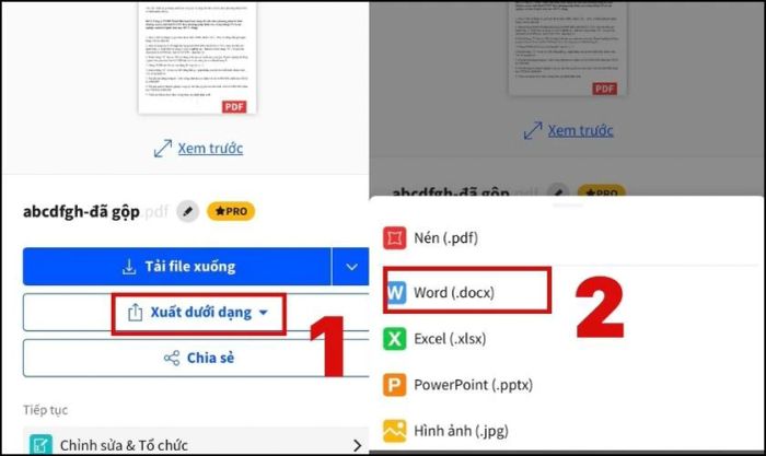 Chọn định dạng Word để tải file về máy của bạn.