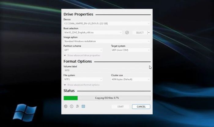 Quá trình tạo USB Boot đã hoàn tất.