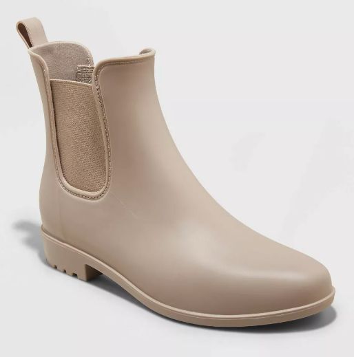 A waterproof ankle boot with a low heel and side elastic panel for an easy, comfortable fit