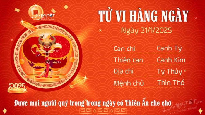 Tử vi hàng ngày 31/1/2025 của 12 con giáp - tuổi Thìn