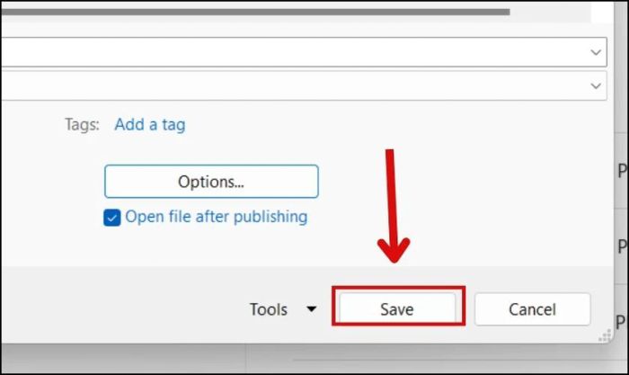 Nhấn vào nút lưu (Save)