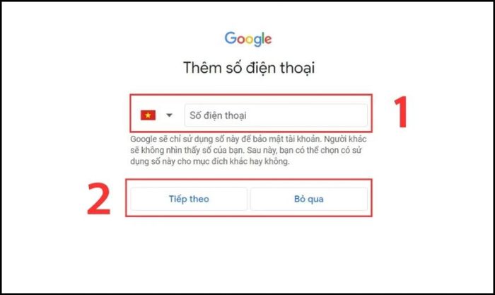Nhập số điện thoại đang sử dụng và nhấn vào Tiếp theo