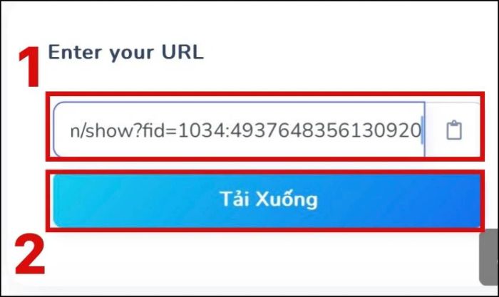 Dán đường link sao chép và nhấn Tải xuống