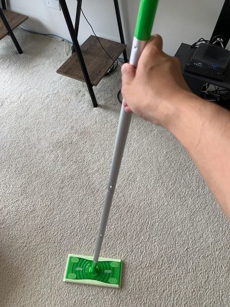 A reviewer's image showing the Swiffer in action.