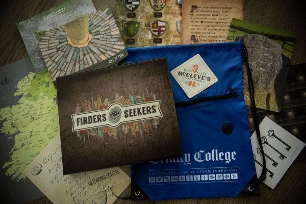 an example of one of the kits featuring various clues and maps