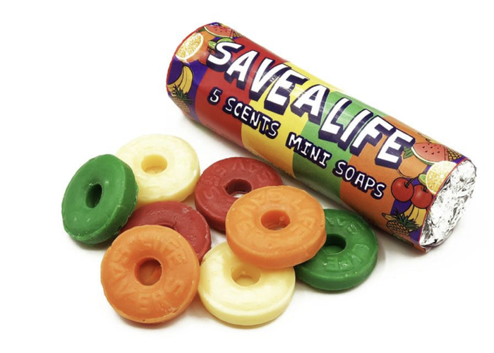 A tube of soap shaped like candy.