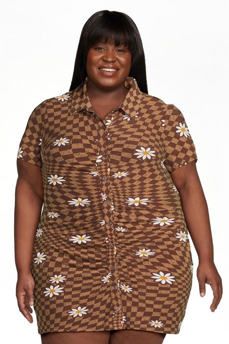The model is wearing the hot chocolate dress.