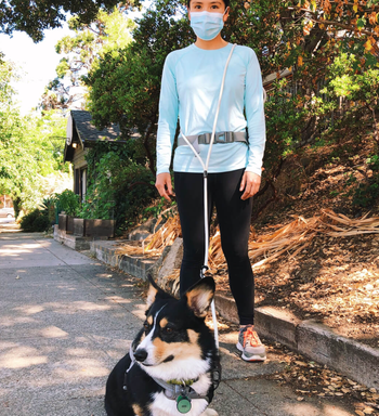 A model sporting the leash as a crossbody