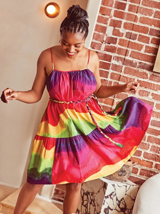 Model showcasing the hypnotic heatwave dress.