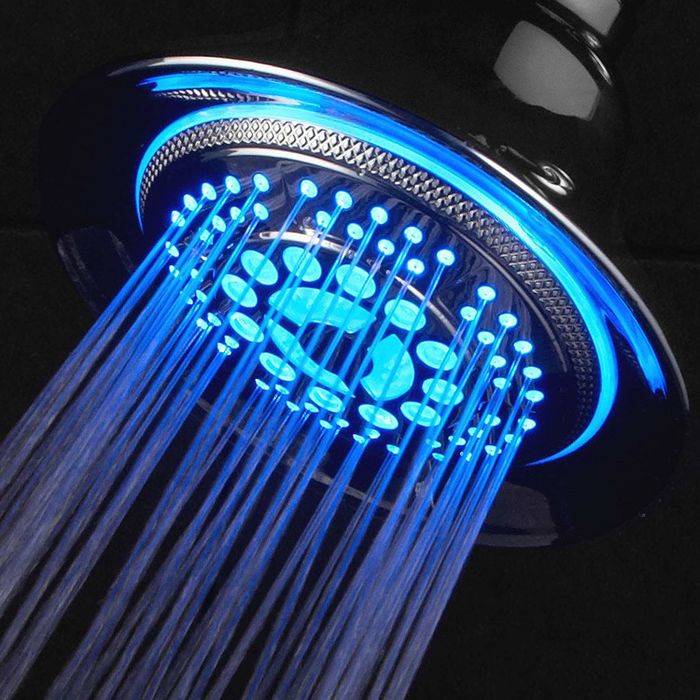 A showerhead that lights up with vibrant colors