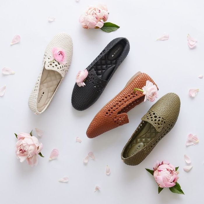 four pairs of the woven Starling flats in various colors