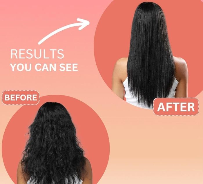 Model’s hair before and after using the protectant spray