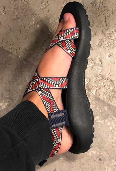 side view of Chaco sandal showing cushioning and arch support