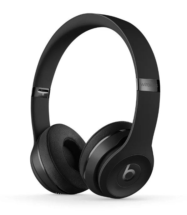 A pair of black Beats Solo wireless headphones