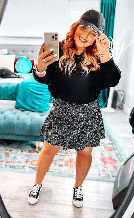 Another reviewer rocking the skirt in classic black