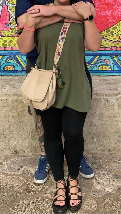 Reviewer wearing the sandals.