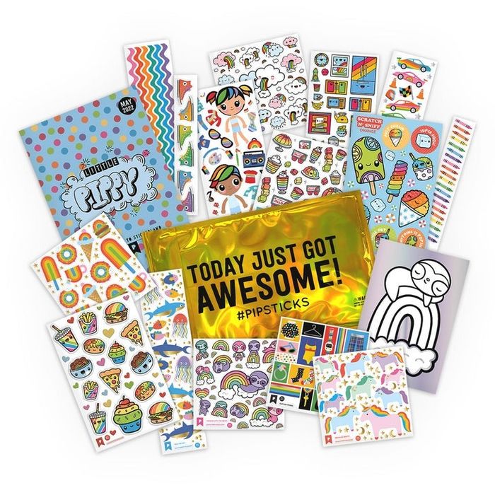 multiple sheets of bright and playful stickers