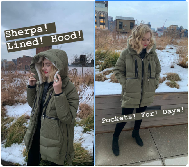 Mytour editor Maitland Quitmeyer wearing the green coat